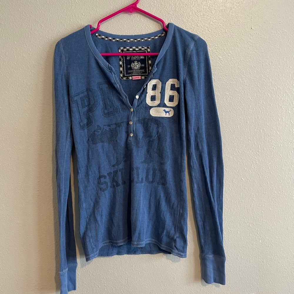 Victoria's Secret Vintage Blue Henley Shirt